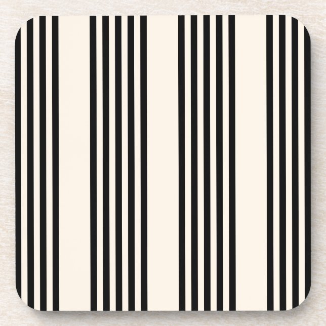 Black and beige five stripe pattern coaster (Front)