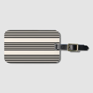 Black and beige five stripe pattern luggage tag