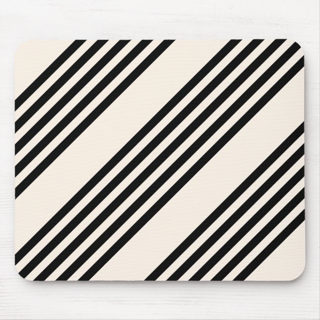 Black and beige five stripe pattern mouse mat (Front)