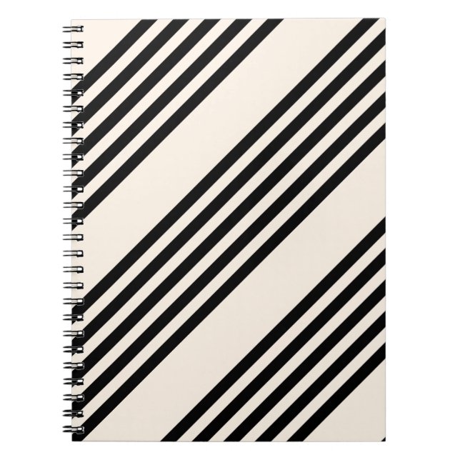 Black and beige five stripe pattern notebook (Front)