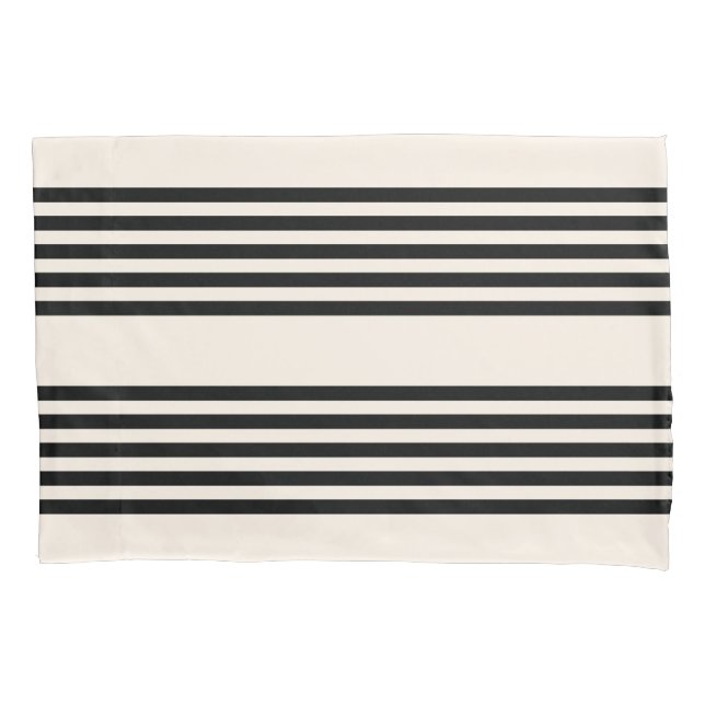 Black and beige five stripe pattern pillowcase (Front)