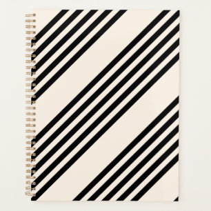 Black and beige five stripe pattern planner