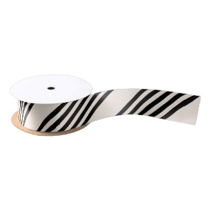 Black and beige five stripe pattern satin ribbon