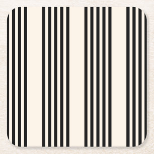 Black and beige five stripe pattern square paper coaster