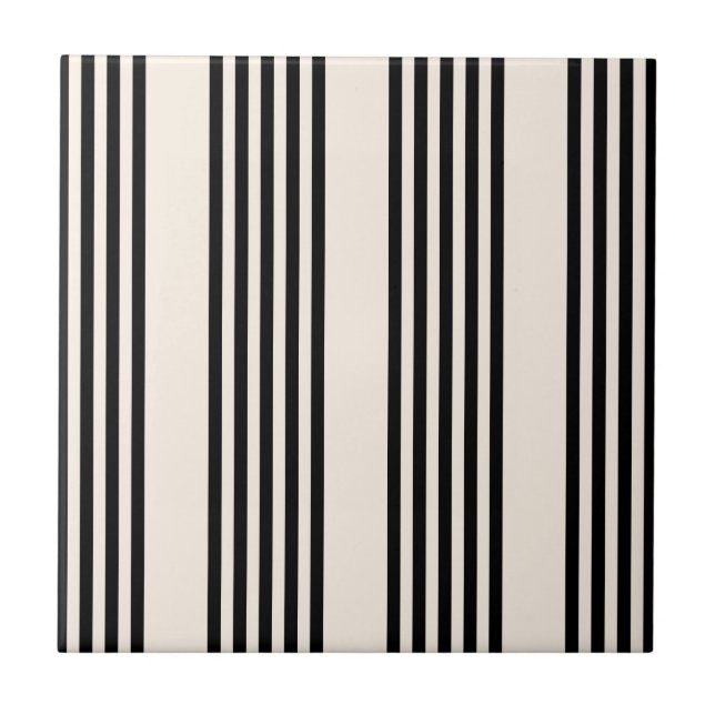 Black and beige five stripe pattern tile (Front)