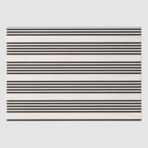 Black and beige five stripe pattern tissue paper