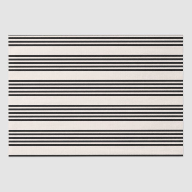 Black and beige five stripe pattern tissue paper (Front)