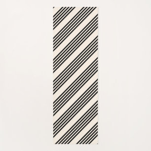 Black and beige five stripe pattern yoga mat