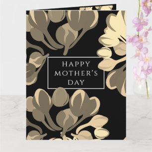 Black and Beige Floral Mother's Day Greeting Card