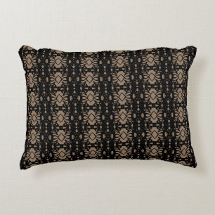 Black and Beige Geometric Pattern Decorative Cushion