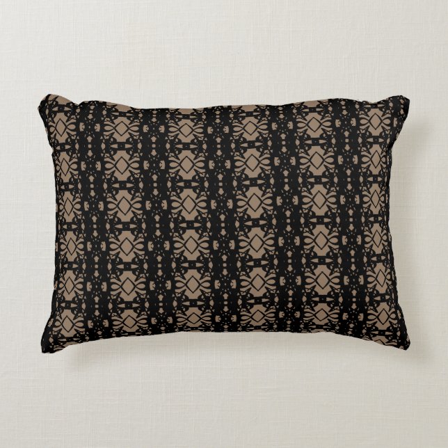 Black and Beige Geometric Pattern Decorative Cushion (Front)