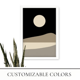 Black and Beige Minimalist Landscape Art Print