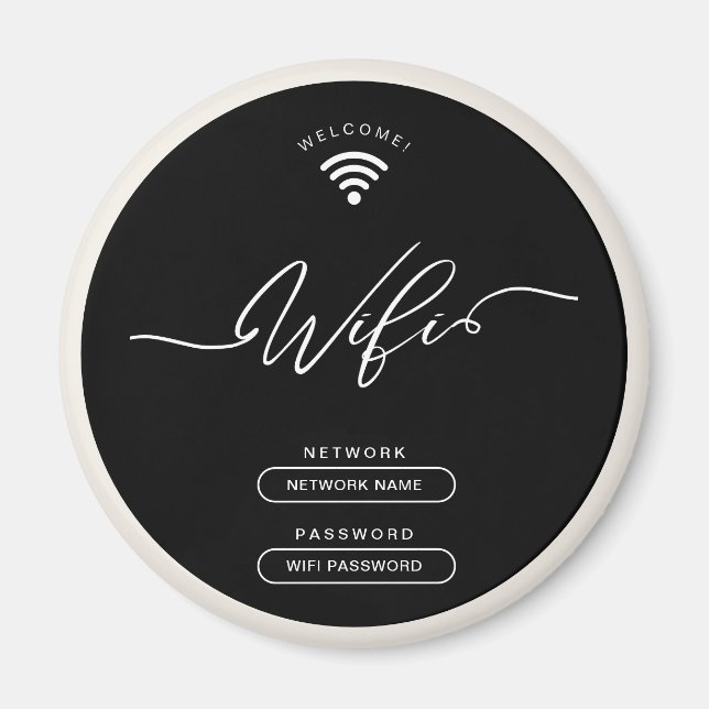Black and Beige Minimalist Simple Wifi Zone  Magnet (Front)