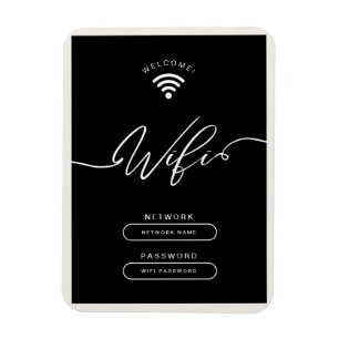 Black and Beige Minimalist Simple Wifi Zone  Magnet