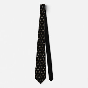 Black and Beige Monogram Pattern Tie