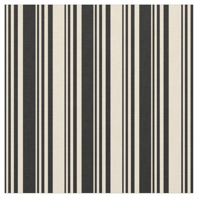 Black and Beige Pattern of Stripes Fabric (Close Up)