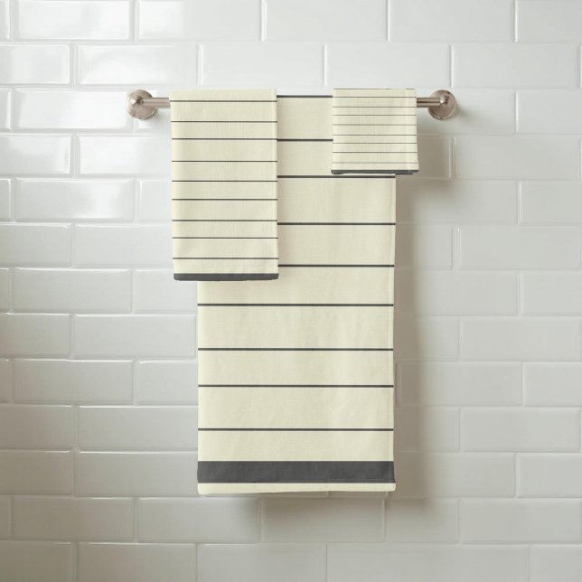 Black and Beige Stripes Pattern Elegant, Modern Bath Towel Set (Creator Uploaded)