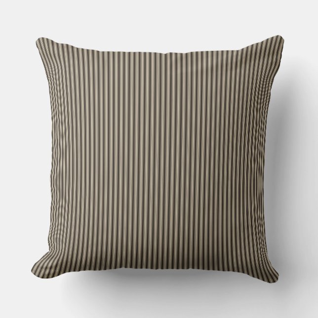 Black and Beige Ticking Stripe Cushion (Front)