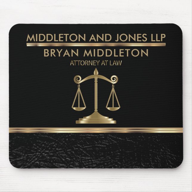 Black and Black Leather Law Firm Designs Mouse Mat (Front)