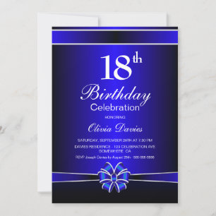 Black and Blue 18th Birthday Celebration Invitation