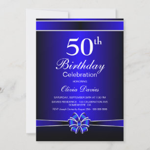 Black and Blue 50th Birthday Celebration Invitation