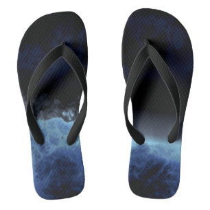 Black and Blue abstract Flip Flops