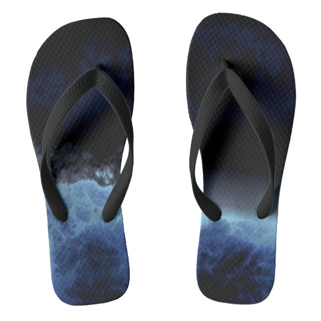 Black and Blue abstract Flip Flops (Footbed)