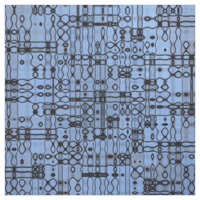 Black and Blue Abstract Lines Fabric (Swatch)