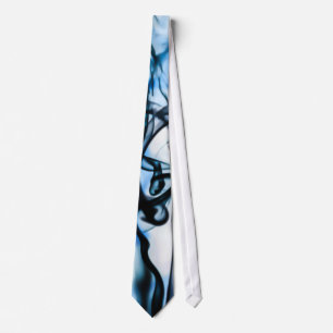 Black and Blue Abstract Smoke Pattern Tie