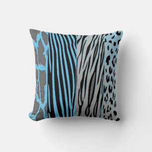Black And blue Animal Printed Pillow