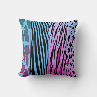 Black And Blue Animal Printed Zebra Stripe Pillow