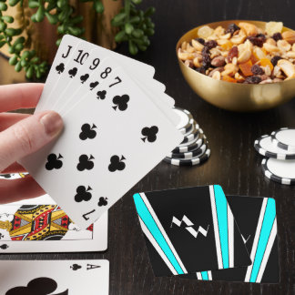 Black And Blue Art Deco Design Monogrammed Playing Cards