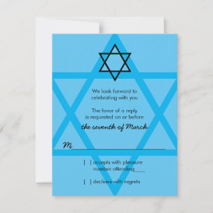 Black and Blue Bar Mitzvah RSVP Reply Card