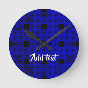 Black and blue blocks round clock