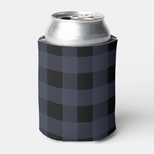Black and Blue Buffalo Plaid Can Cooler (Can Front)