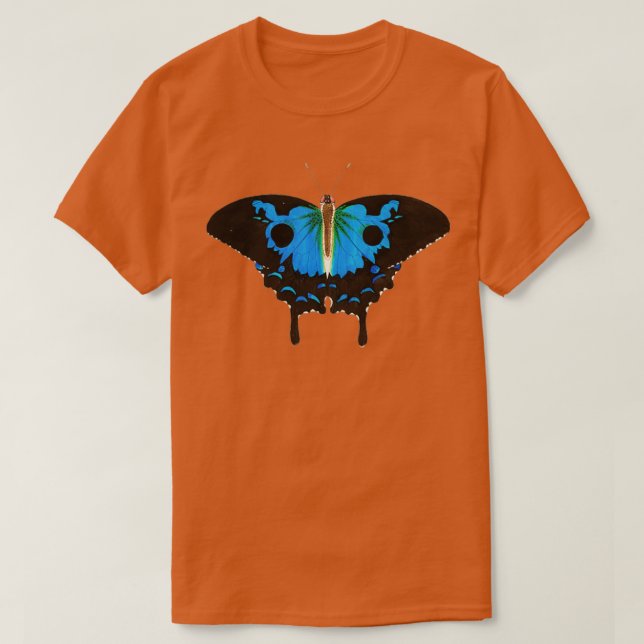 Black and blue Butterfly handdrawn T-Shirt (Design Front)