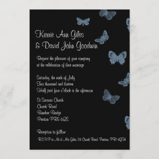 Black and Blue Butterfly Wedding Invitations