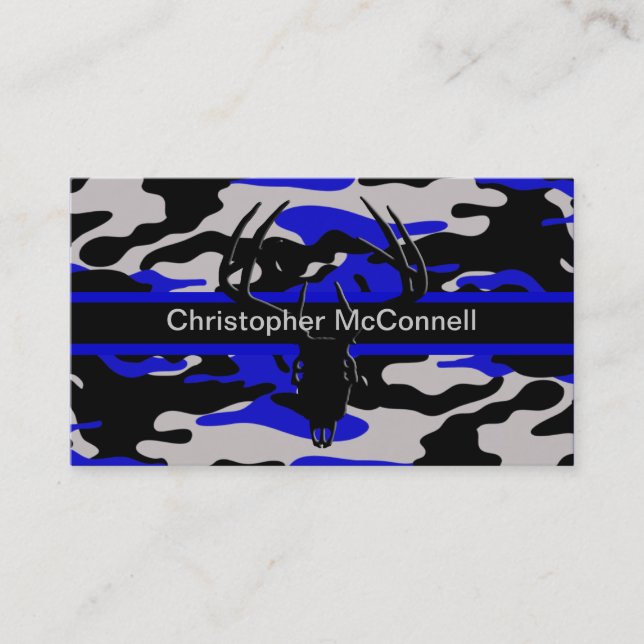 Black and Blue Camo Business Card (Front)