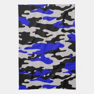 Black and Blue Camo Tea Towel