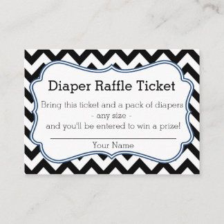 Black and Blue Chevron Diaper Raffle Ticket Enclosure Card