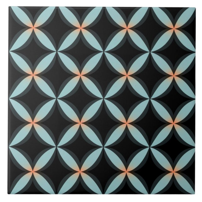 Black and Blue Circles, Seamless Pattern Tile (The complete ceramic tile design. Tiles sold individually.)