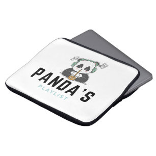 Black and Blue Cute Panda's Playlist Laptop Sleeve