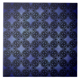 Black and Blue Diamond Chains Pattern Tile