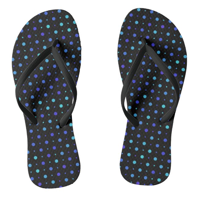 Black and Blue Dots Flip Flops (Footbed)
