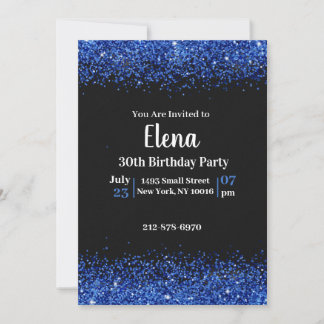 Black and  Blue Elegant Birthday Party Invitation