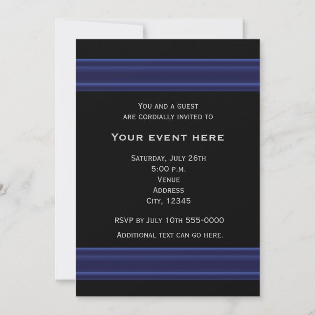 Black and Blue Elegant Party Event Invitation (Front)