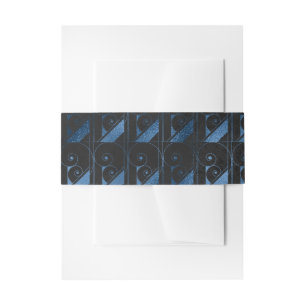 Black and Blue Faux Foil Art Deco Invitation Belly Band
