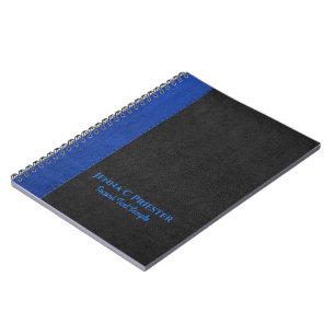 Black And Blue Faux Leather Texture Notebook