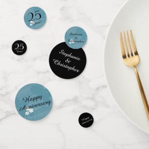 Black and Blue Floral Anniversary Table Decoration Confetti