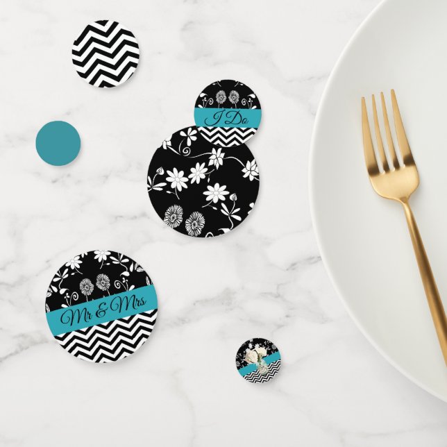 Black and Blue Floral Wedding Confetti (Group)